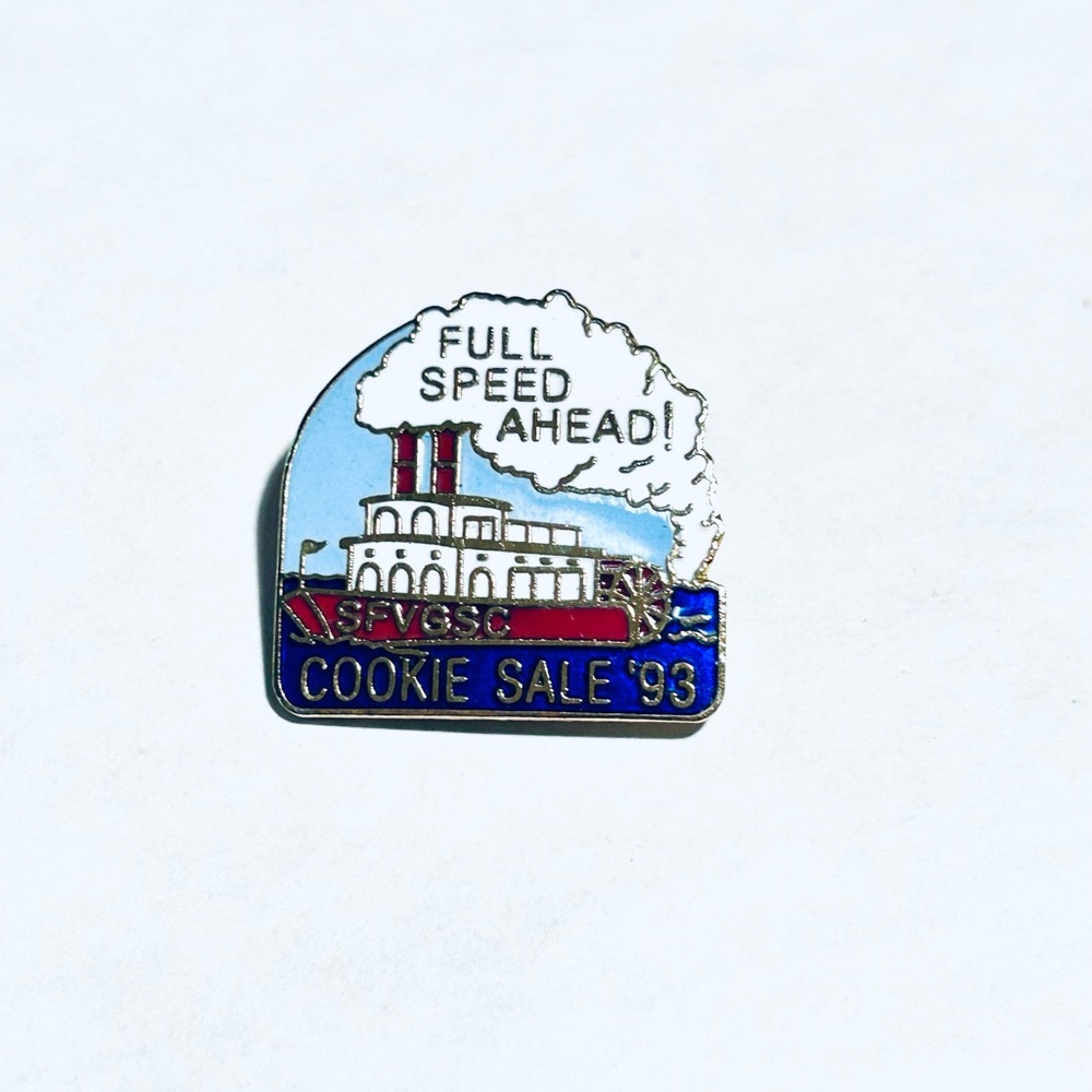 SFVGSC Cookie Sale '93 Enamel Pin - Full Speed Ahead Paddleboat